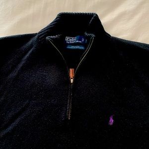 Mens Polo half zip  black cotton sweater